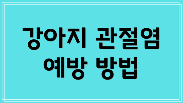 강아지 관절염 예방 방법