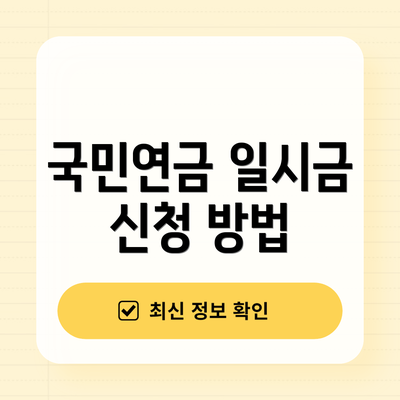 국민연금 일시금 신청 방법