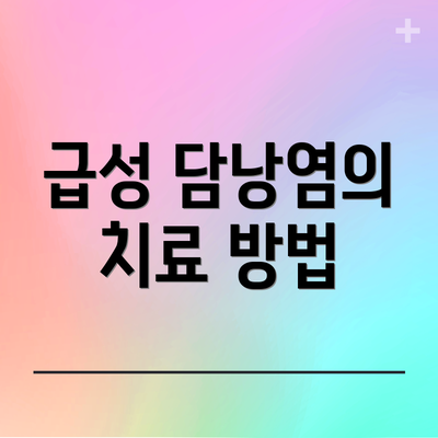 급성 담낭염의 치료 방법