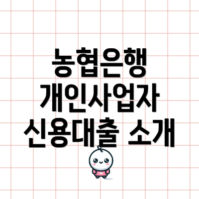 농협은행 개인사업자 신용대출 소개