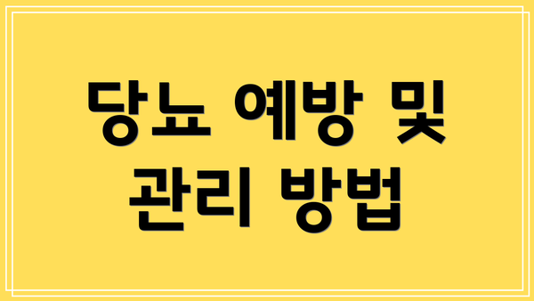 당뇨 예방 및 관리 방법