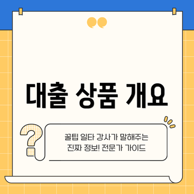 대출 상품 개요