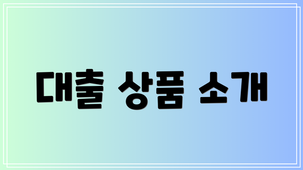 대출 상품 소개