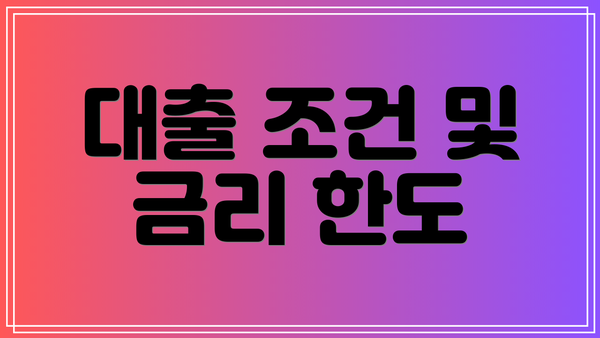 대출 조건 및 금리 한도