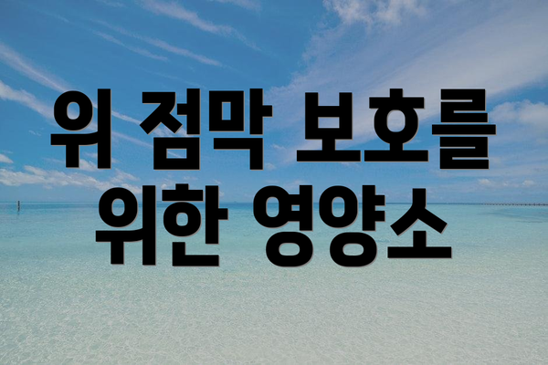 위 점막 보호를 위한 영양소