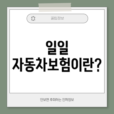 일일 자동차보험이란?