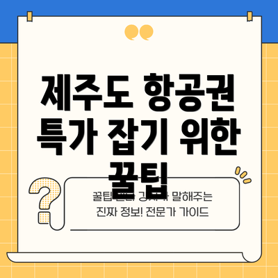 제주도 항공권 특가 잡기 위한 꿀팁