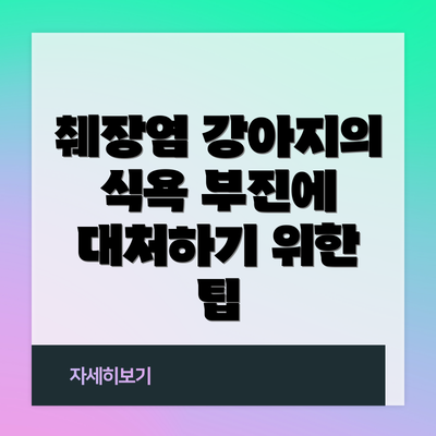 췌장염 강아지의 식욕 부진에 대처하기 위한 팁
