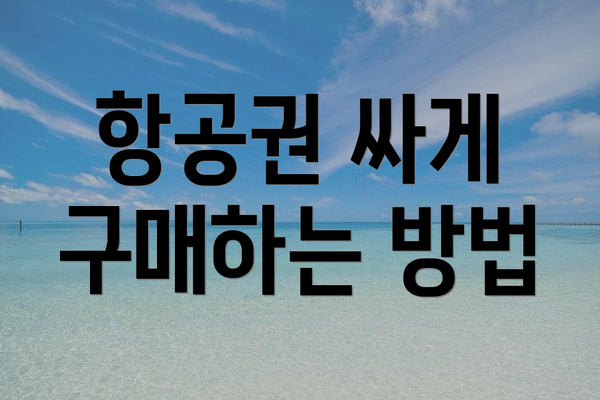 항공권 싸게 구매하는 방법