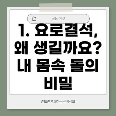 1. 요로결석, 왜 생길까요? 내 몸속 돌의 비밀