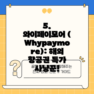 5. 와이페이모어 (Whypaymore): 해외 항공권 특가 사냥꾼!