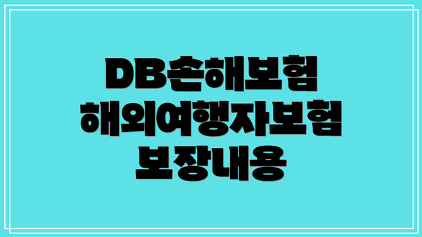 DB손해보험 해외여행자보험 보장내용