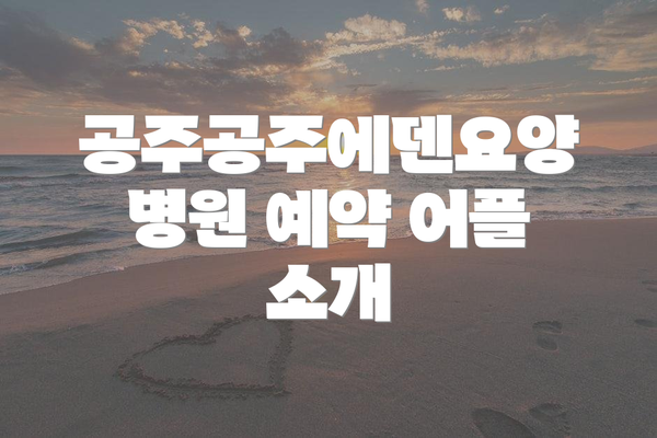 공주공주에덴요양병원 예약 어플 소개