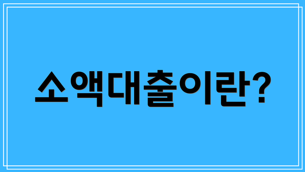 소액대출이란?