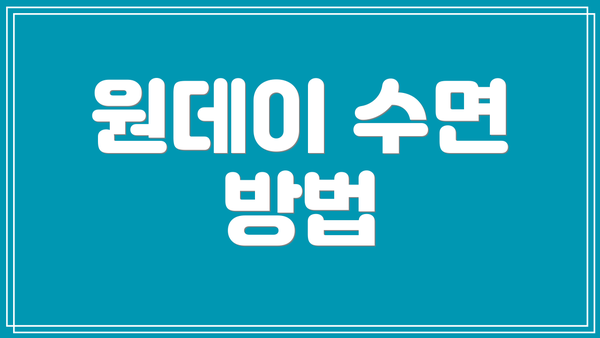 원데이 수면 방법