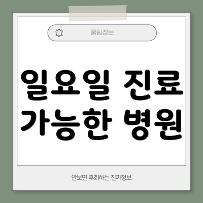 일요일 진료 가능한 병원