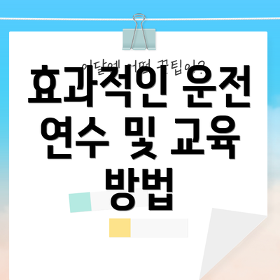 효과적인 운전 연수 및 교육 방법