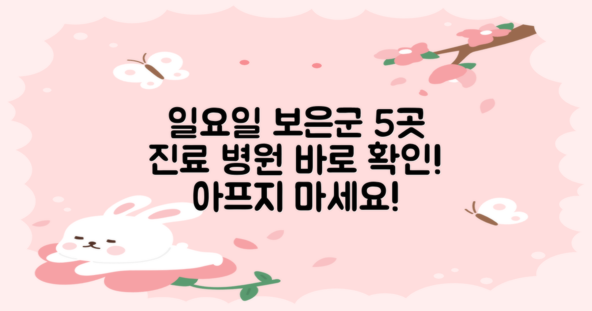 보은군 일요일 5곳 진료 가능 병원